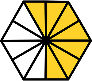 Yellow-Amber Hexagon Fraction 7:12