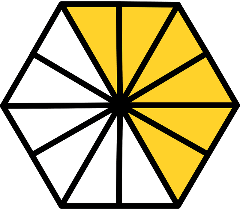 Yellow-Amber Hexagon Fraction 6:12