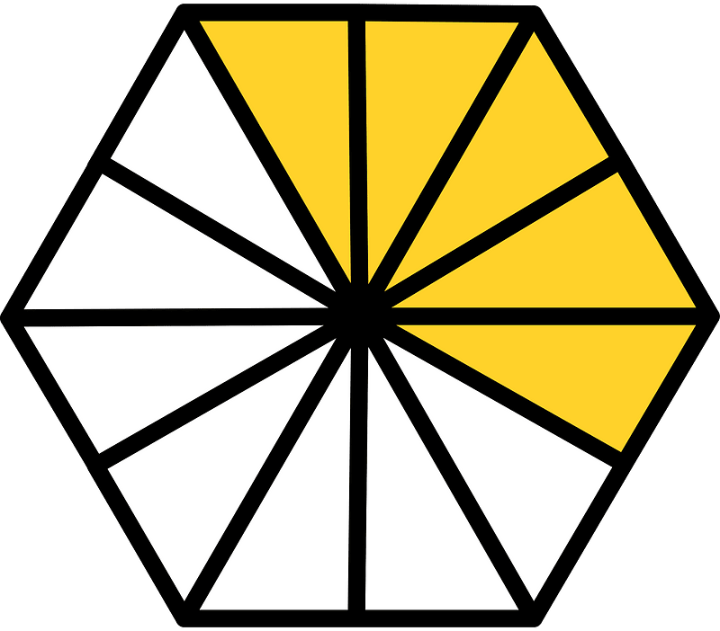 Yellow-Amber Hexagon Fraction 5:12