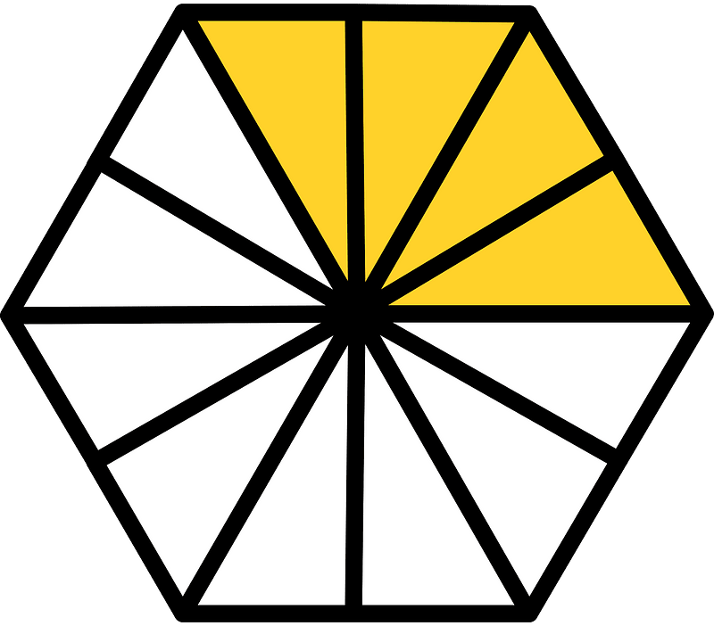 Yellow-Amber Hexagon Fraction 4:12