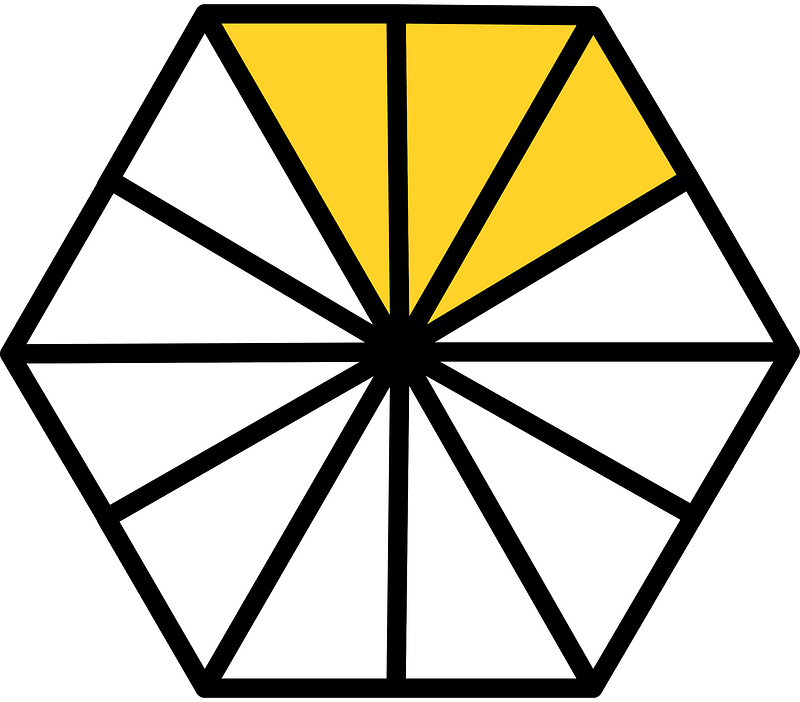 Yellow-Amber Hexagon Fraction 3:12