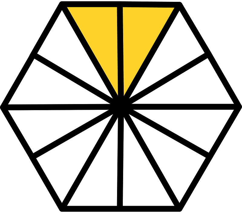 Yellow-Amber Hexagon Fraction 2:12