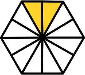 Yellow-Amber Hexagon Fraction 2:12