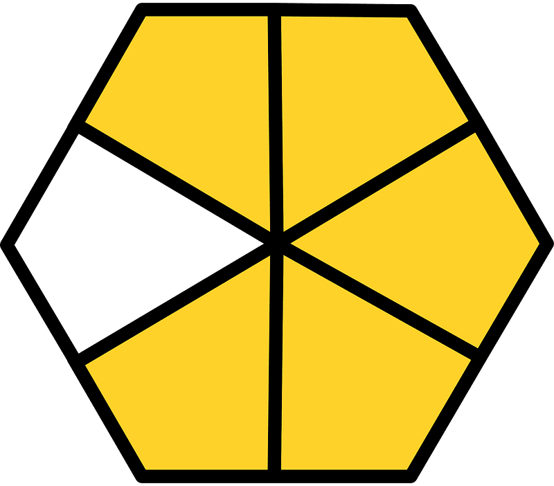 Yellow-Amber Hexagon Fraction 5:6