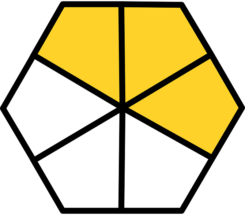 Yellow-Amber Hexagon Fraction 3:6