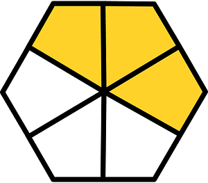 Yellow-Amber Hexagon Fraction 3:6