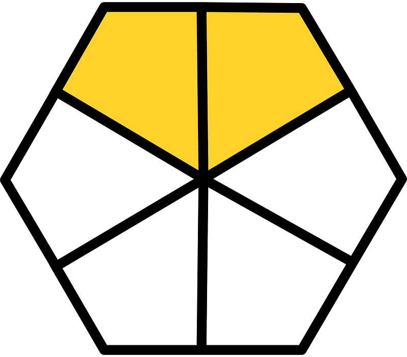 Yellow-Amber Hexagon Fraction 2:6
