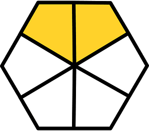 Yellow-Amber Hexagon Fraction 2:6