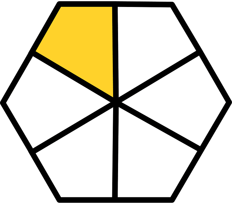 Yellow-Amber Hexagon Fraction 1:6