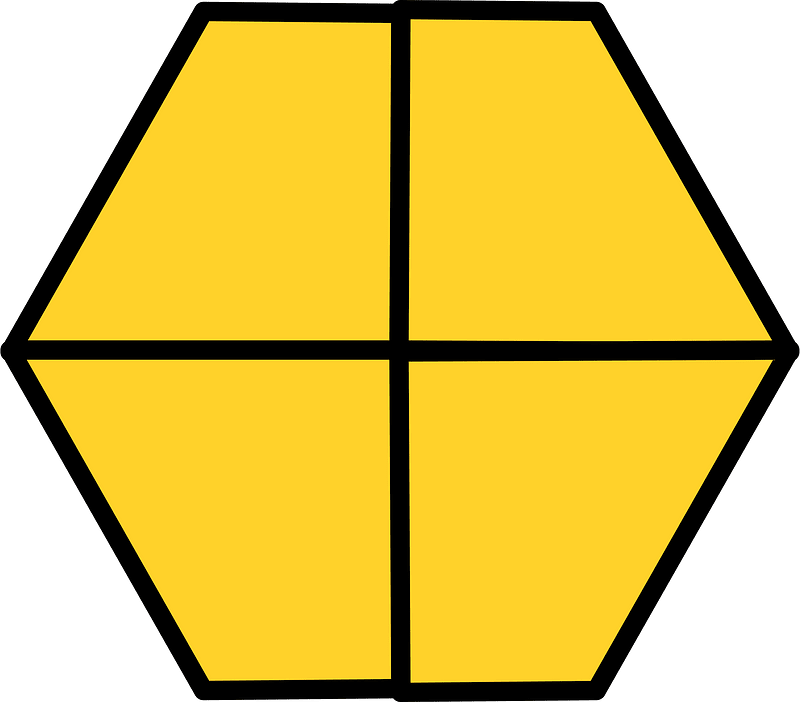 Yellow-Amber Hexagon Fraction 4:4
