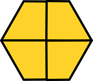 Yellow-Amber Hexagon Fraction 4:4