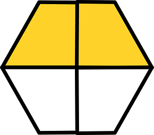 Yellow-Amber Hexagon Fraction 2:4