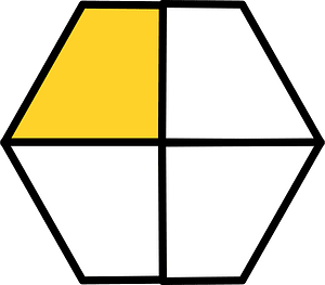 Yellow-Amber Hexagon Fraction 1:4