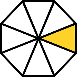 Yellow-Amber Regular Octagon Fraction 1:8
