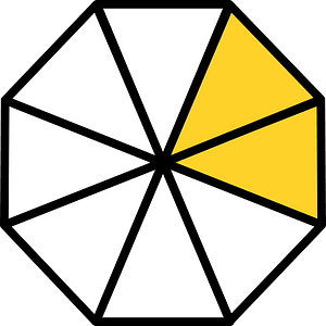 Yellow-Amber Regular Octagon Fraction 2:8