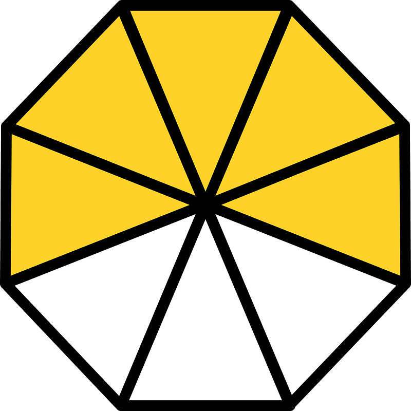 Yellow-Amber Regular Octagon Fraction 5:8
