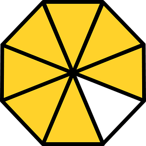 Yellow-Amber Regular Octagon Fraction 7:8