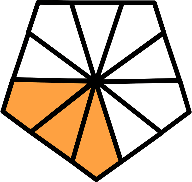 Orange Pentagon Fraction 3:10