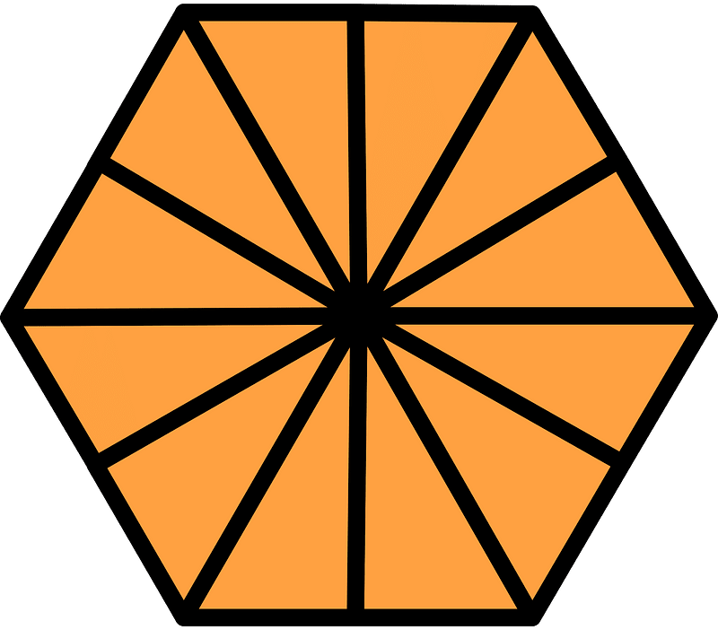 Orange Hexagon Fraction 12:12
