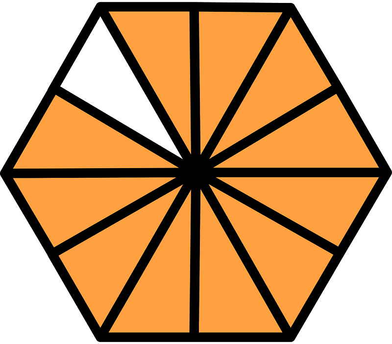 Orange Hexagon Fraction 11:12