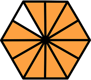 Orange Hexagon Fraction 11:12