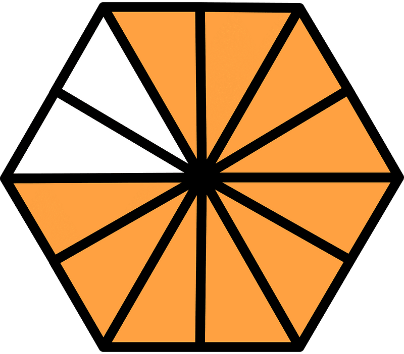 Orange Hexagon Fraction 10:12