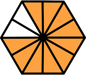 Orange Hexagon Fraction 10:12