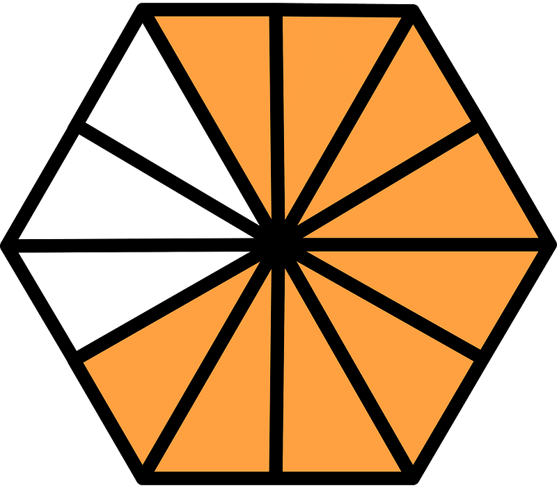 Orange Hexagon Fraction 9:12
