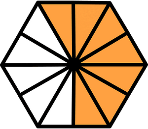 Orange Hexagon Fraction 7:12