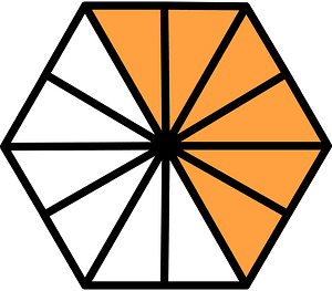 Orange Hexagon Fraction 6:12