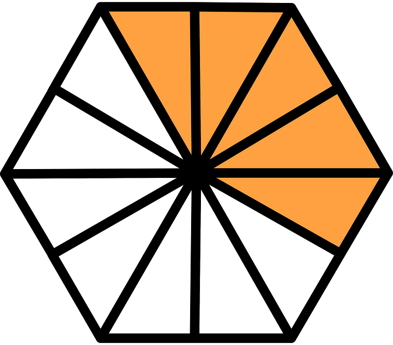 Orange Hexagon Fraction 5:12