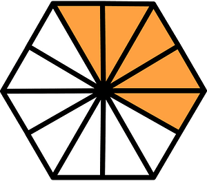 Orange Hexagon Fraction 5:12