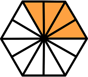 Orange Hexagon Fraction 4:12