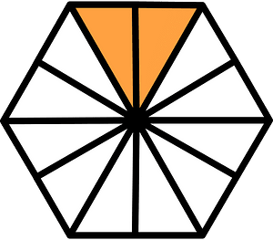 Orange Hexagon Fraction 2:12