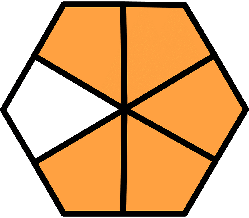 Orange Hexagon Fraction 5:6