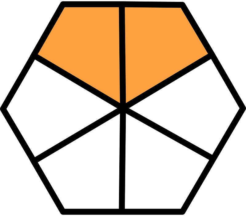 Orange Hexagon Fraction 2:6