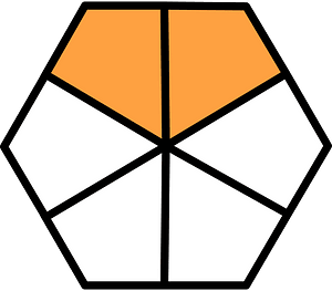 Orange Hexagon Fraction 2:6