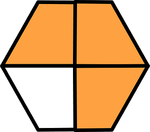 Orange Hexagon Fraction 3:4