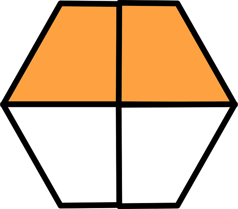 Orange Hexagon Fraction 2:4