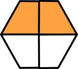 Orange Hexagon Fraction 2:4