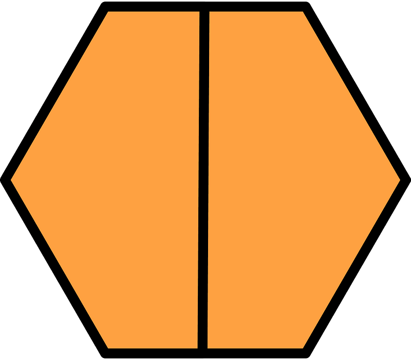 Orange Hexagon Fraction 2:2