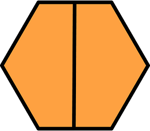 Orange Hexagon Fraction 2:2