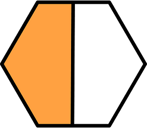 Orange Hexagon Fraction 1:2