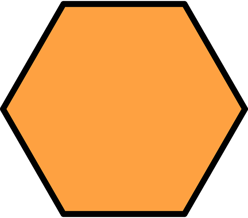 Orange Hexagon Fraction 1:1