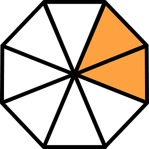 Orange Regular Octagon Fraction 2:8