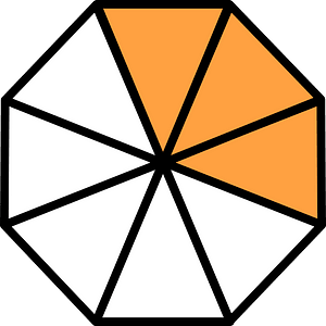 Orange Regular Octagon Fraction 3:8