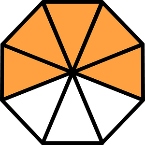 Orange Regular Octagon Fraction 5:8