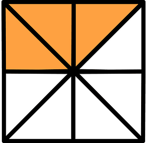 Orange Square Fraction 3:8