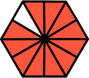 Vermilion Hexagon Fraction 11:12