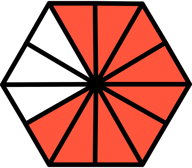 Vermilion Hexagon Fraction 9:12